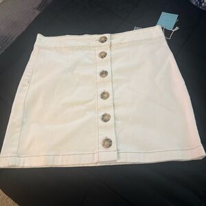 Forever 21 Cream Button-Front Mini Skirt
